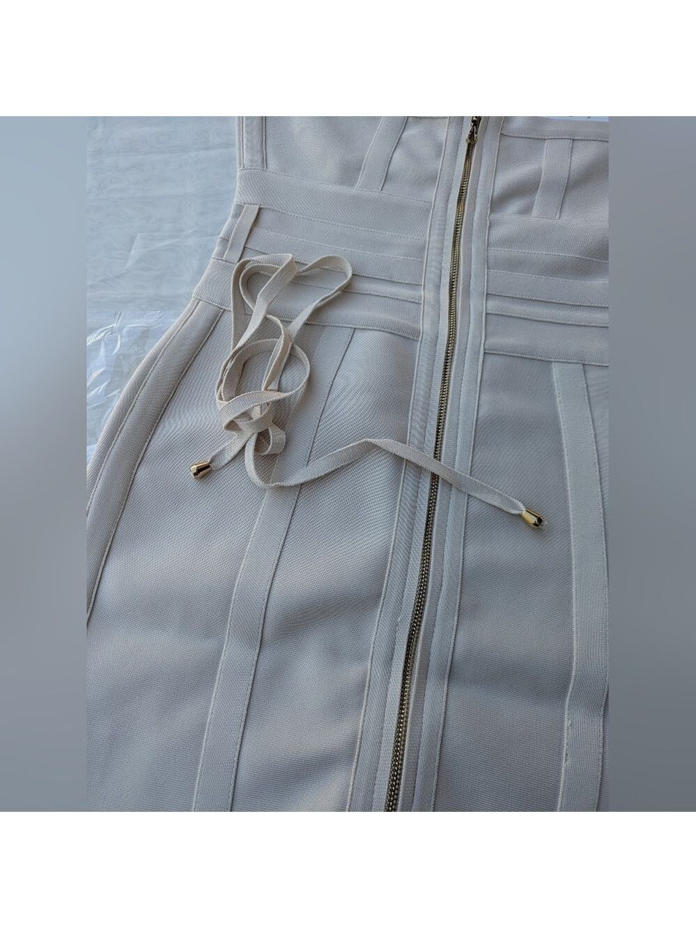 Bella Barnett Cut Out Bodycon Evening Dress Beige Large - Picture 12 of 14
